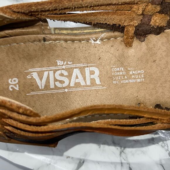 VISAR Mexican Leather Brown and Tan Huaraches Flats-9.5 - Picture 7 of 8